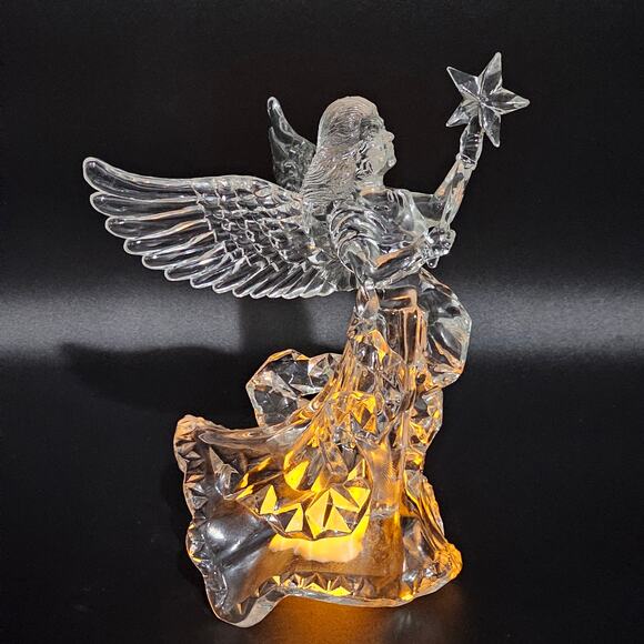 Silvestri Acrylic Angel Tree Topper Clear Star Vintage Christmas Decor 9" - Picture 1 of 8